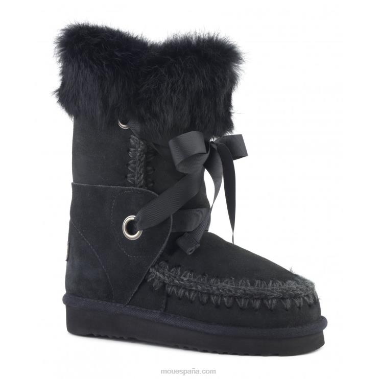 mujer esquimal encaje y piel Mou NN6RX308 negro