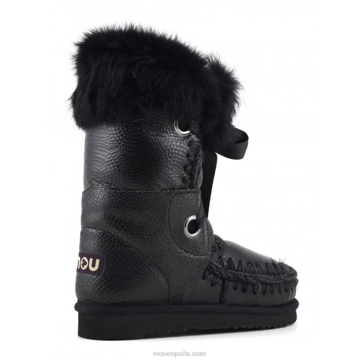 mujer esquimal encaje y piel Mou NN6RX310 espiral en relieve negro