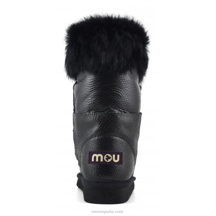 mujer esquimal encaje y piel Mou NN6RX310 espiral en relieve negro