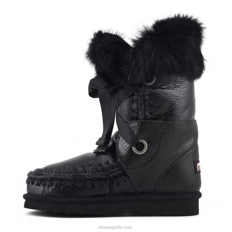 mujer esquimal encaje y piel Mou NN6RX310 espiral en relieve negro