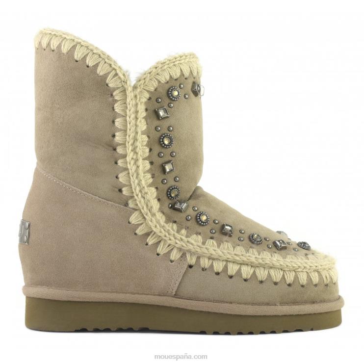 mujer Eskimo cuña interior tachuelas cortas y cristales Mou NN6RX564 elefante gris