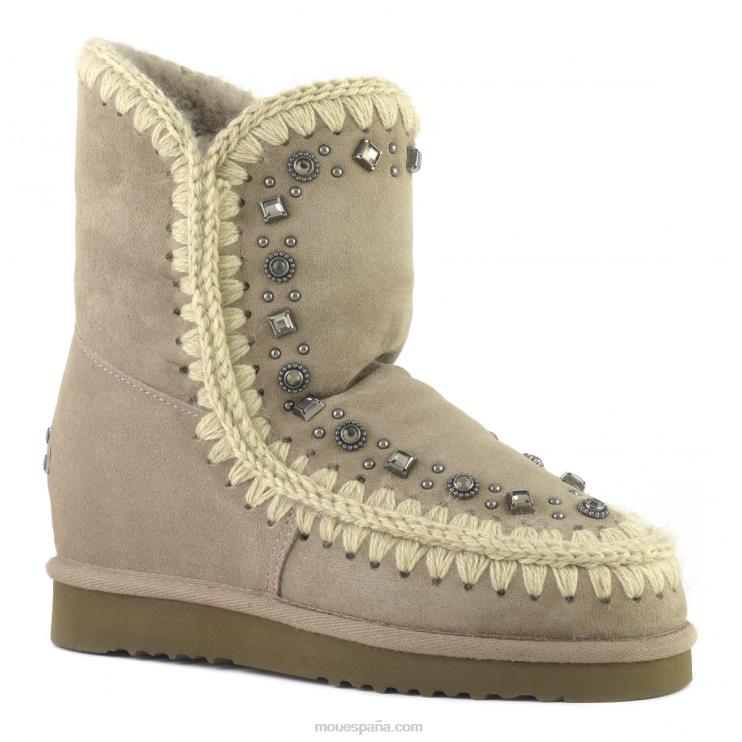 mujer Eskimo cuña interior tachuelas cortas y cristales Mou NN6RX564 elefante gris