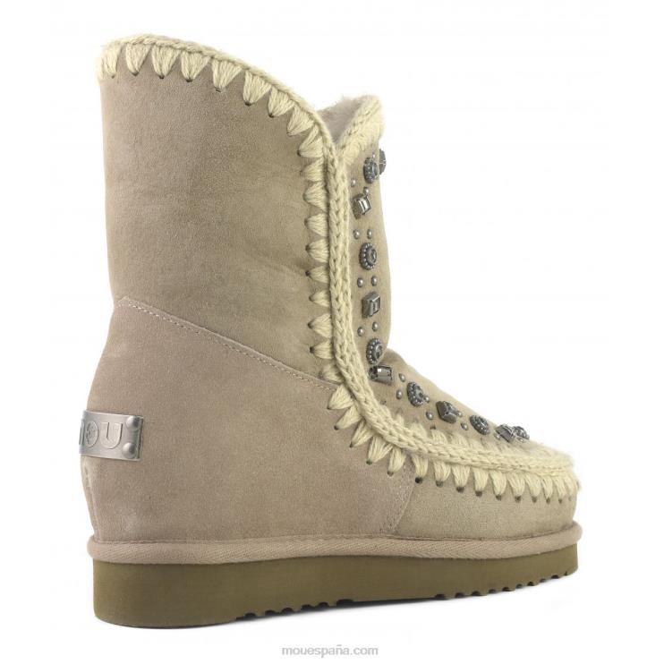 mujer Eskimo cuña interior tachuelas cortas y cristales Mou NN6RX564 elefante gris