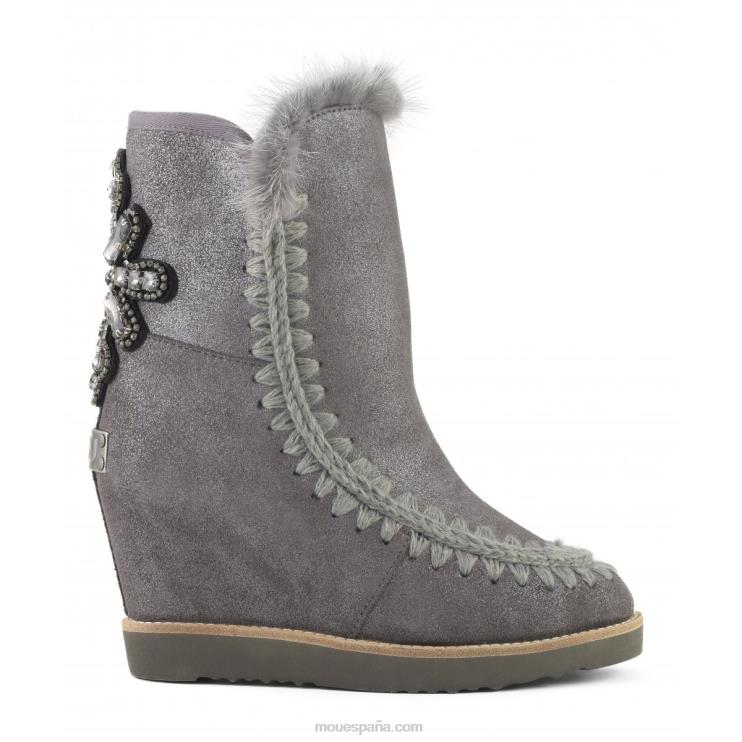 mujer cruz del parche de la parte posterior de la cuña del dedo del pie francés Mou NN6RX576 polvo de hierro