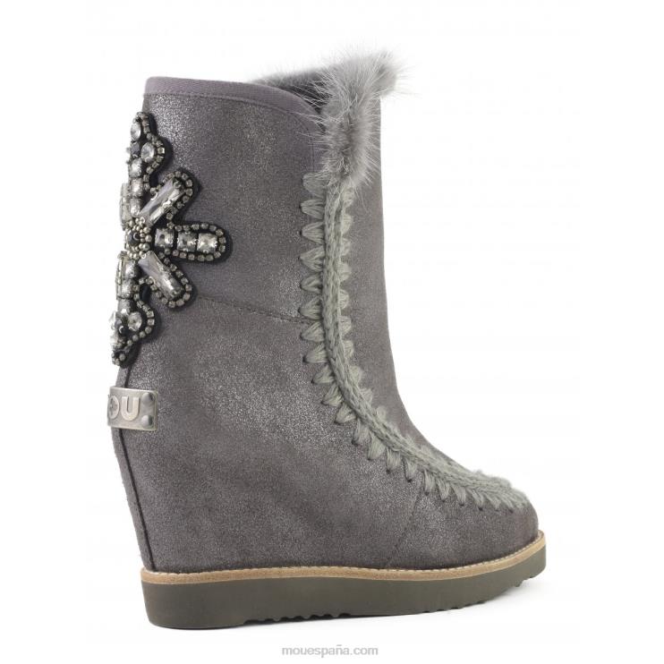 mujer cruz del parche de la parte posterior de la cuña del dedo del pie francés Mou NN6RX576 polvo de hierro