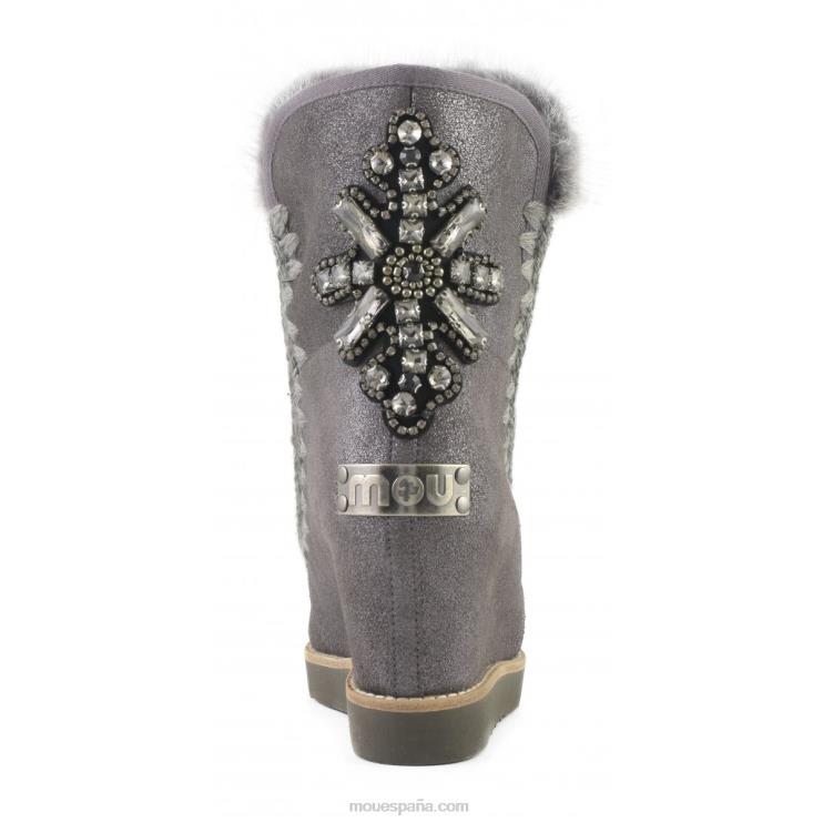 mujer cruz del parche de la parte posterior de la cuña del dedo del pie francés Mou NN6RX576 polvo de hierro