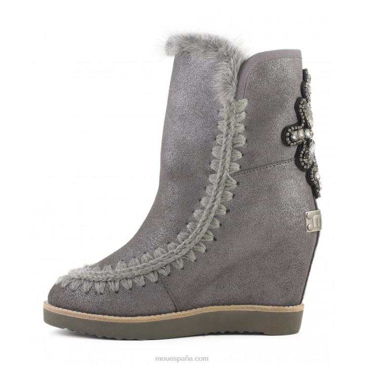 mujer cruz del parche de la parte posterior de la cuña del dedo del pie francés Mou NN6RX576 polvo de hierro