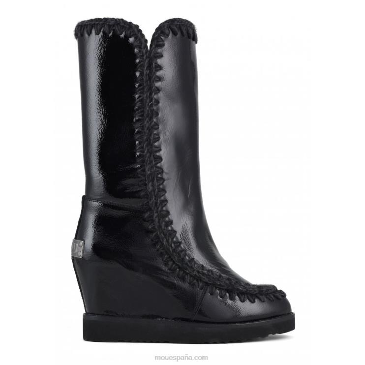 mujer cuña de punta francesa alta Mou NN6RX581 charol negro