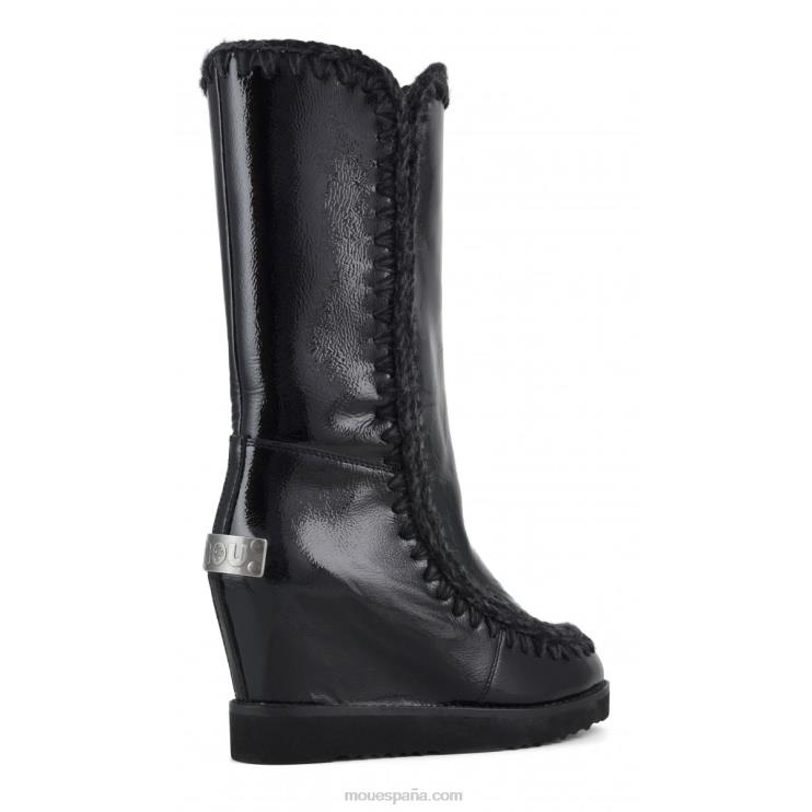 mujer cuña de punta francesa alta Mou NN6RX581 charol negro