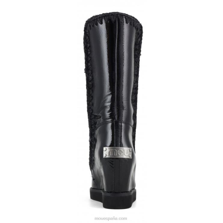 mujer cuña de punta francesa alta Mou NN6RX581 charol negro