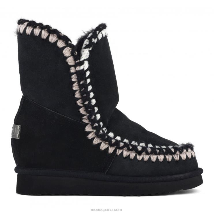 mujer cuña interior corta con pespuntes 3d Mou NN6RX547 negro