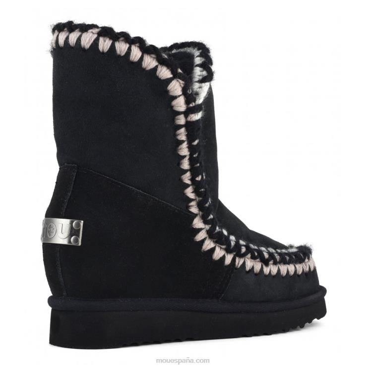 mujer cuña interior corta con pespuntes 3d Mou NN6RX547 negro