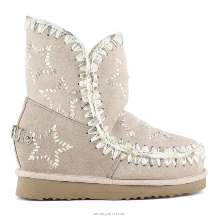 mujer cuña interior lana estrellas bordadas Mou NN6RX536 beige rosa