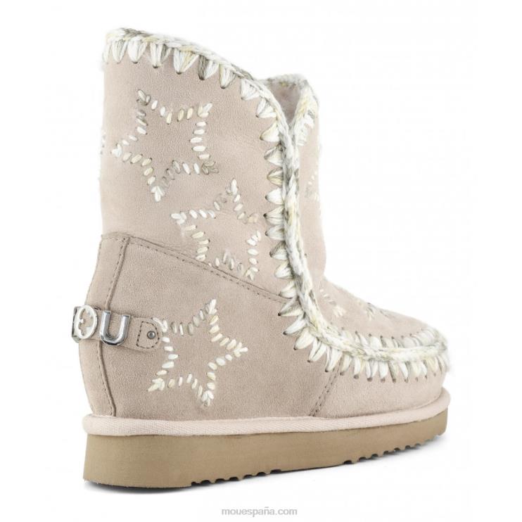 mujer cuña interior lana estrellas bordadas Mou NN6RX536 beige rosa