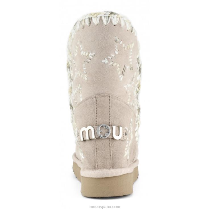 mujer cuña interior lana estrellas bordadas Mou NN6RX536 beige rosa