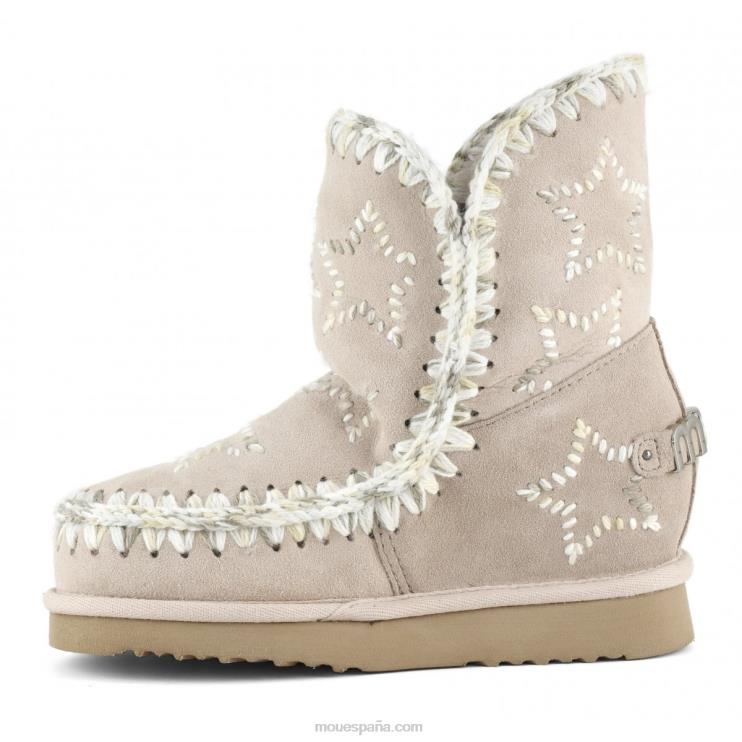 mujer cuña interior lana estrellas bordadas Mou NN6RX536 beige rosa