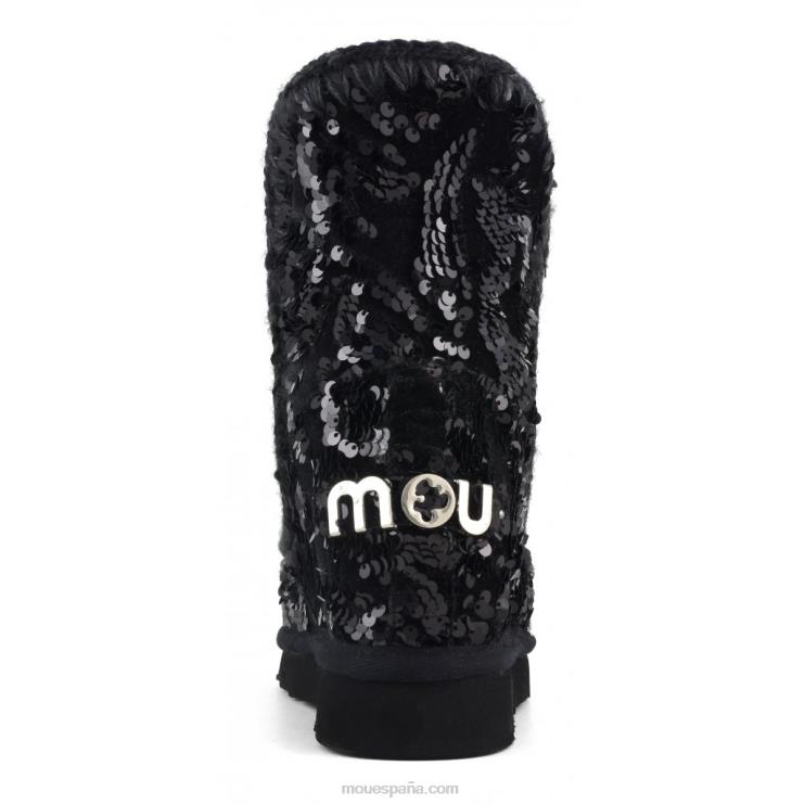 mujer lentejuelas iridiscentes cuña interior Mou NN6RX543 lentejuelas iridiscentes azul negro sobre negro