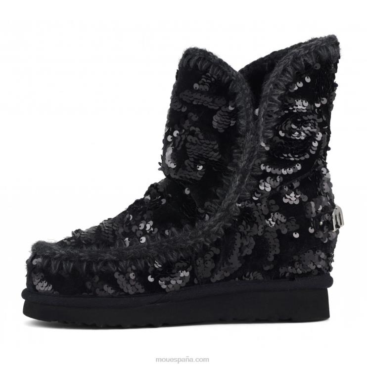 mujer lentejuelas iridiscentes cuña interior Mou NN6RX543 lentejuelas iridiscentes azul negro sobre negro