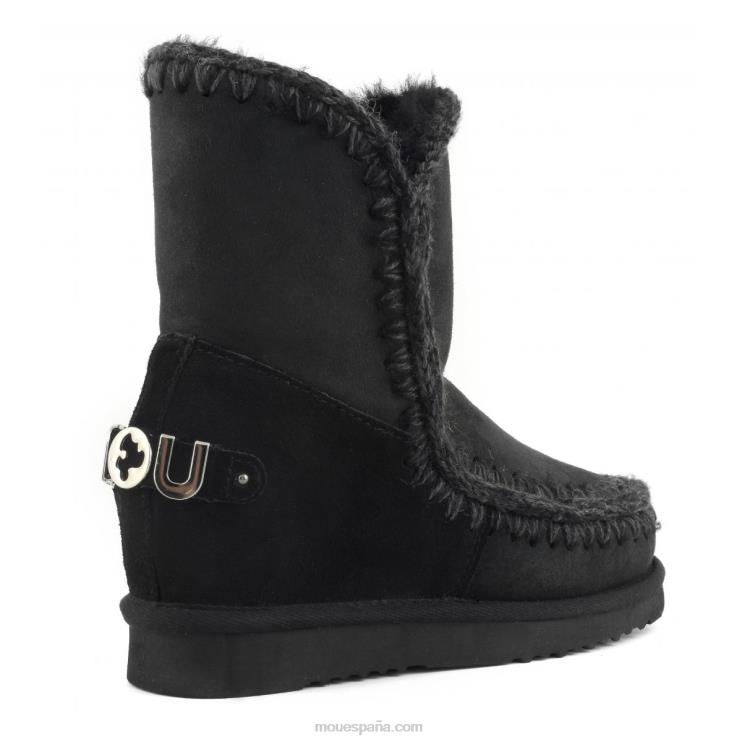 mujer logotipo metálico corto con cuña interior Mou NN6RX558 negro