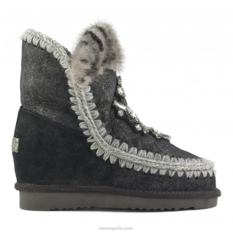 mujer parche de corazón de cuña interior Mou NN6RX546 polvo negro