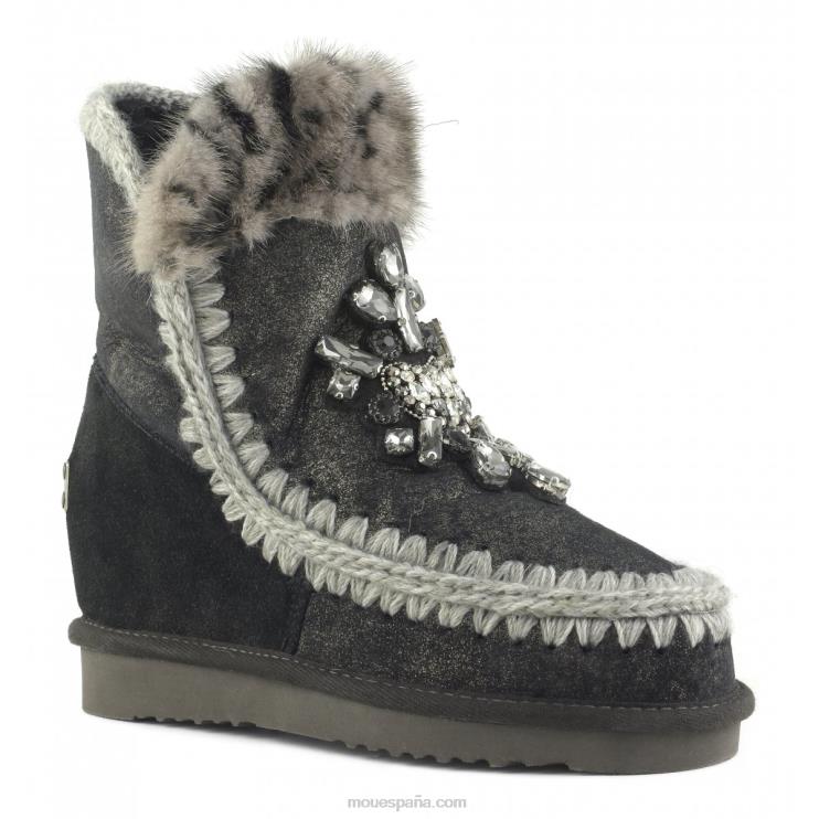 mujer parche de corazón de cuña interior Mou NN6RX546 polvo negro