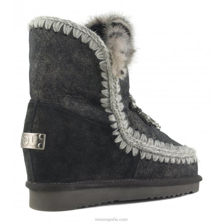 mujer parche de corazón de cuña interior Mou NN6RX546 polvo negro