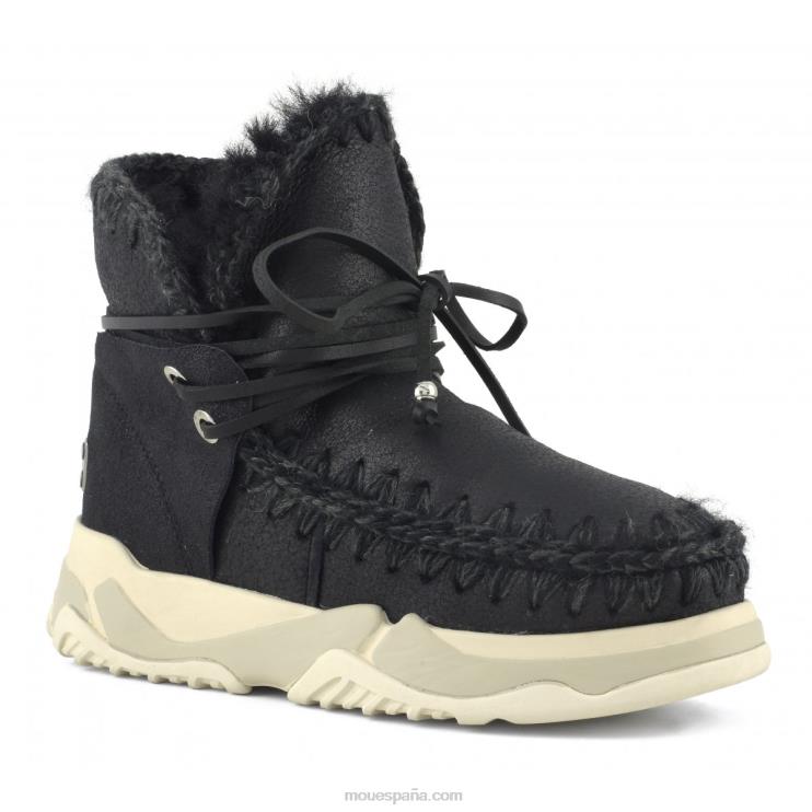 mujer Entrenador esquimal medio con cordones Mou NN6RX713 agrietado negro/gris
