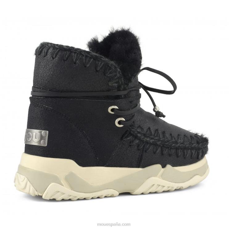 mujer Entrenador esquimal medio con cordones Mou NN6RX713 agrietado negro/gris