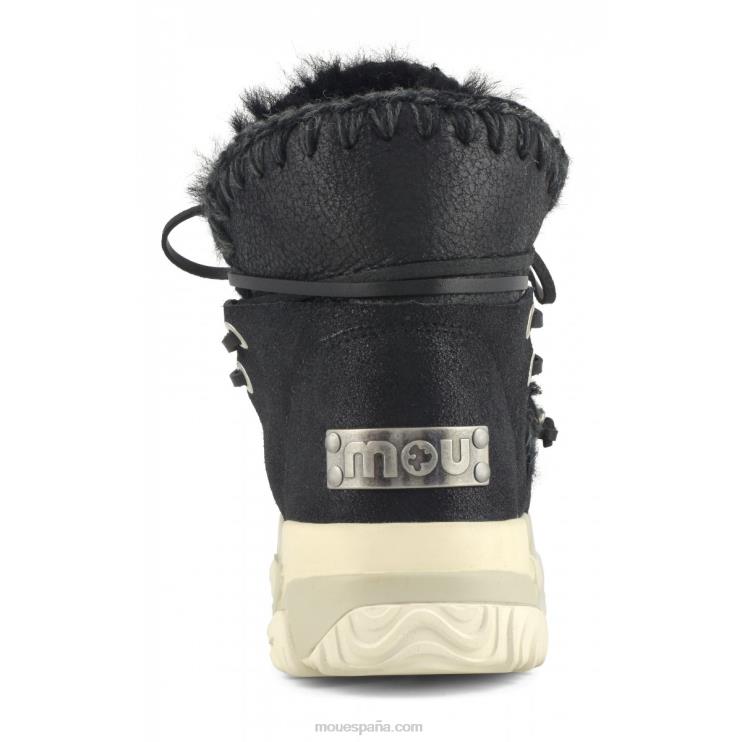 mujer Entrenador esquimal medio con cordones Mou NN6RX713 agrietado negro/gris