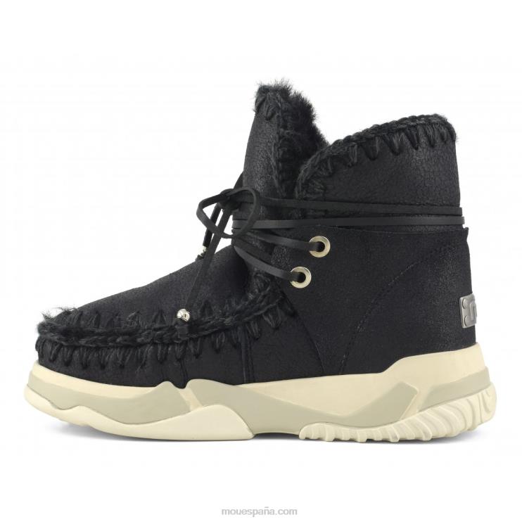 mujer Entrenador esquimal medio con cordones Mou NN6RX713 agrietado negro/gris