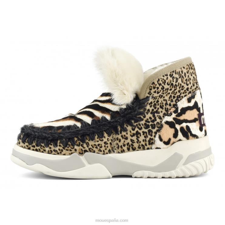 mujer Entrenador esquimal piel de caballo mixta Mou NN6RX689 cebra blanco-negro con naranja