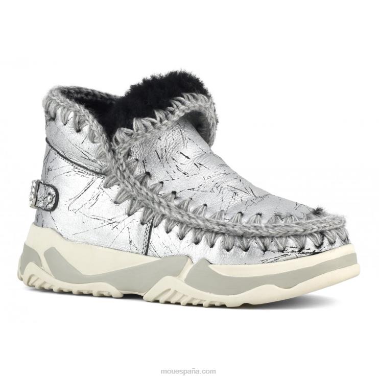 mujer diamantes de imitación entrenador esquimal Mou NN6RX695 plata metalizada envejecida