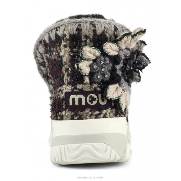 mujer flor de tartán entrenador esquimal Mou NN6RX703 tartán lurex burdeos