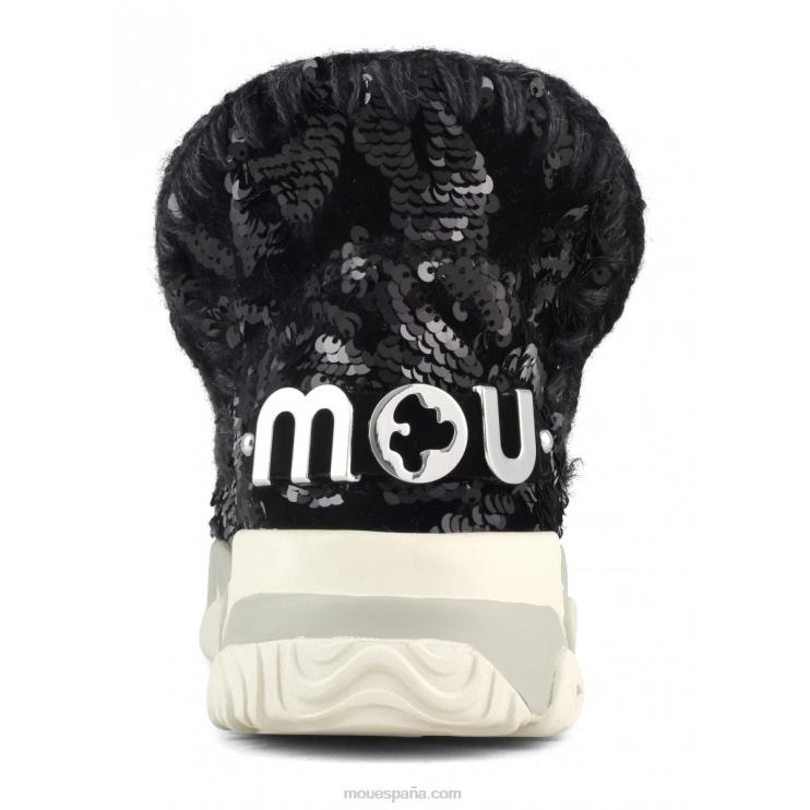 mujer lentejuelas de entrenador esquimal Mou NN6RX704 lentejuelas iridiscentes azul negro sobre negro