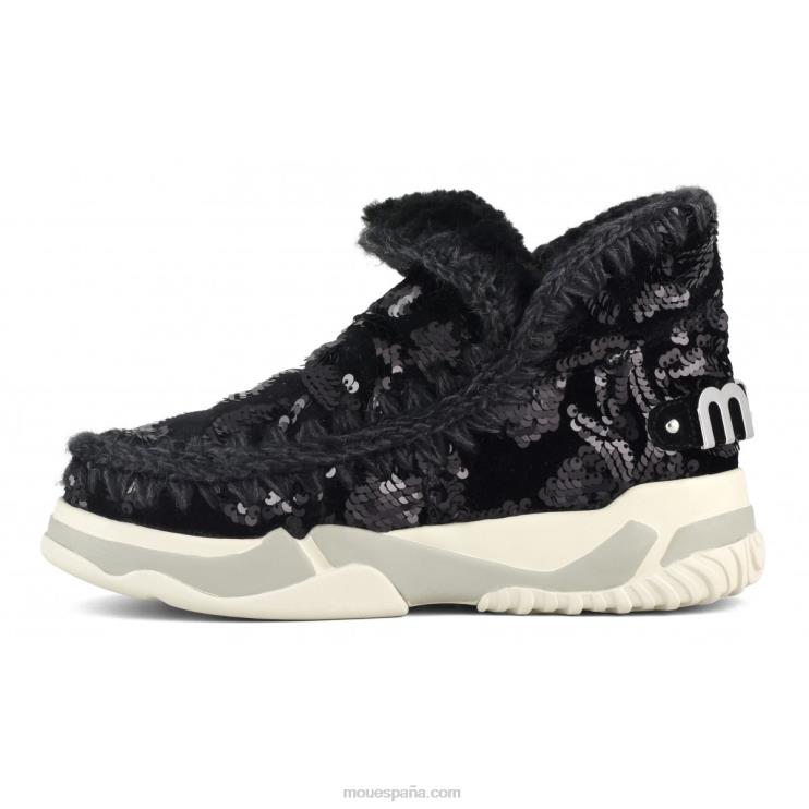 mujer lentejuelas de entrenador esquimal Mou NN6RX704 lentejuelas iridiscentes azul negro sobre negro