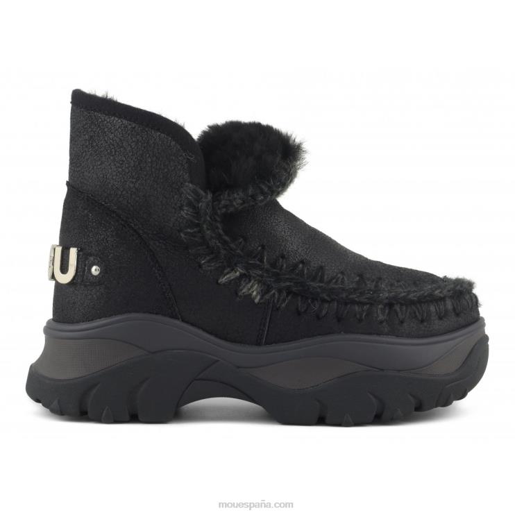 mujer zapatilla gruesa esquimal Mou NN6RX722 agrietado negro/gris
