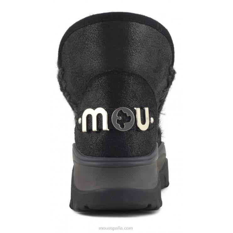 mujer zapatilla gruesa esquimal Mou NN6RX722 agrietado negro/gris