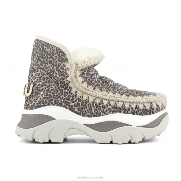 mujer zapatilla gruesa esquimal Mou NN6RX723 cuero de guepardo pequeño