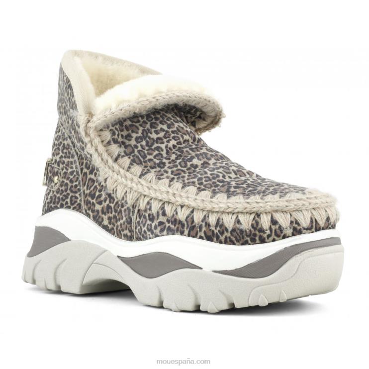 mujer zapatilla gruesa esquimal Mou NN6RX723 cuero de guepardo pequeño