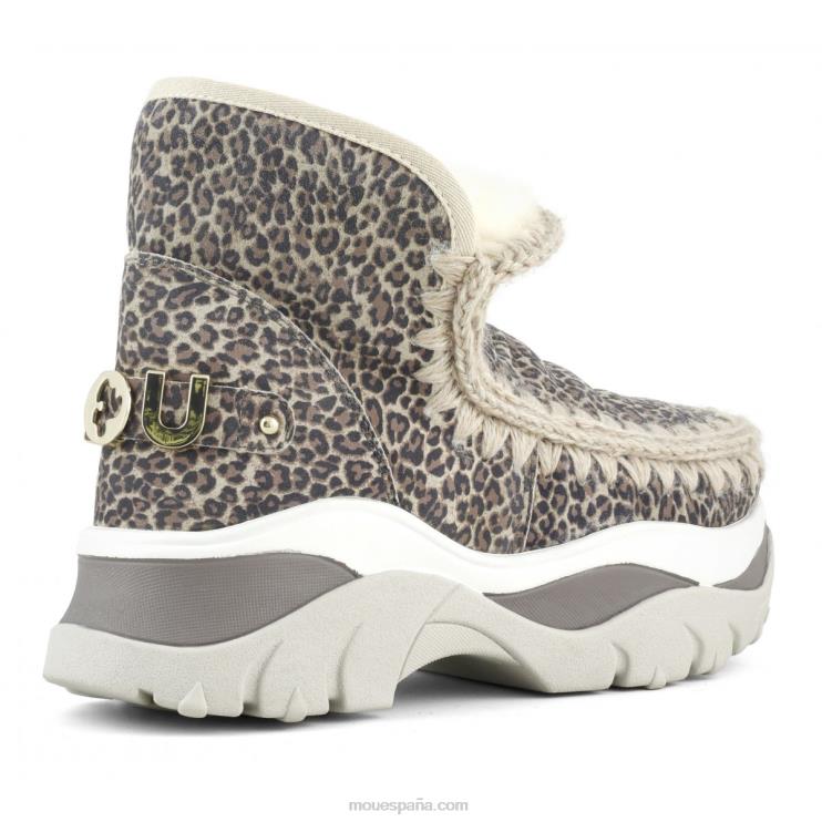 mujer zapatilla gruesa esquimal Mou NN6RX723 cuero de guepardo pequeño