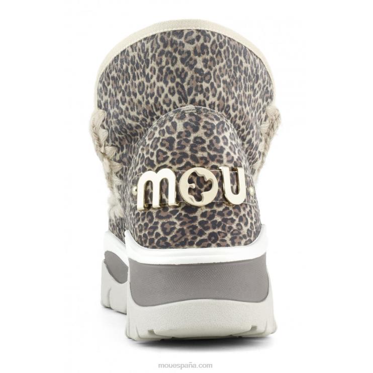 mujer zapatilla gruesa esquimal Mou NN6RX723 cuero de guepardo pequeño