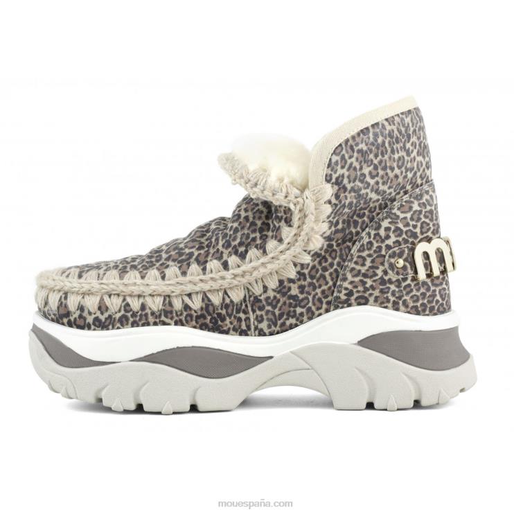 mujer zapatilla gruesa esquimal Mou NN6RX723 cuero de guepardo pequeño