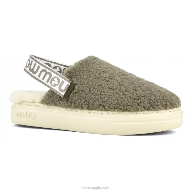 mujer atrevido zueco piel de oveja rizada y correa trasera Mou NN6RX518 milicia