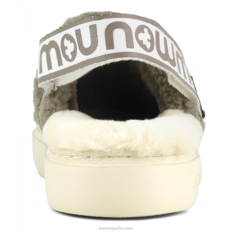 mujer atrevido zueco piel de oveja rizada y correa trasera Mou NN6RX518 milicia
