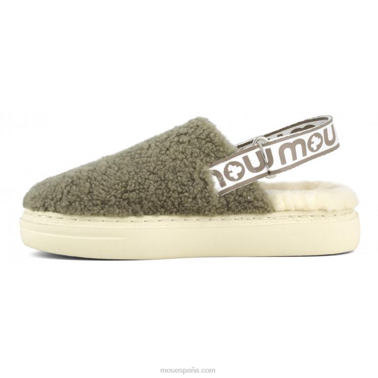 mujer atrevido zueco piel de oveja rizada y correa trasera Mou NN6RX518 milicia