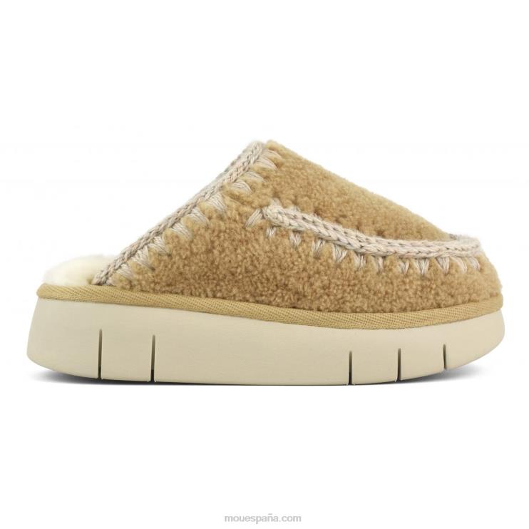 mujer rebote zueco rizado piel de oveja Mou NN6RX529 coñac