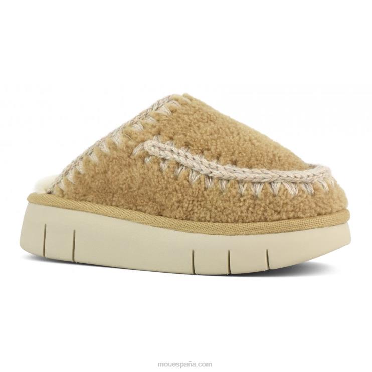 mujer rebote zueco rizado piel de oveja Mou NN6RX529 coñac