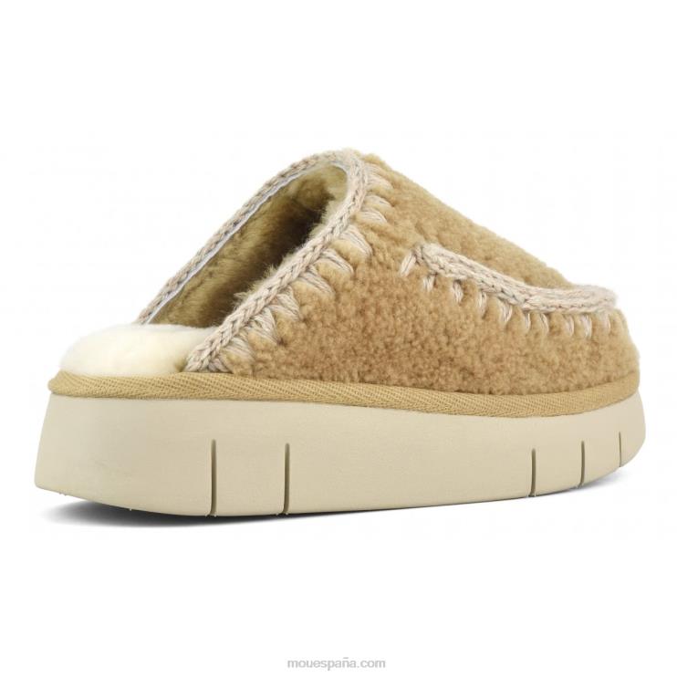 mujer rebote zueco rizado piel de oveja Mou NN6RX529 coñac