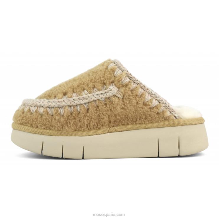mujer rebote zueco rizado piel de oveja Mou NN6RX529 coñac