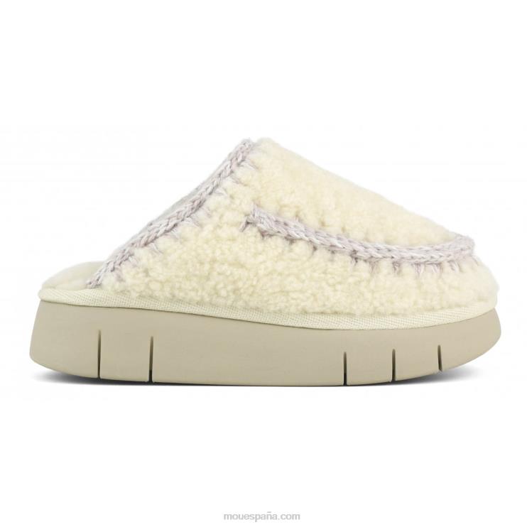 mujer rebote zueco rizado piel de oveja Mou NN6RX530 vainilla